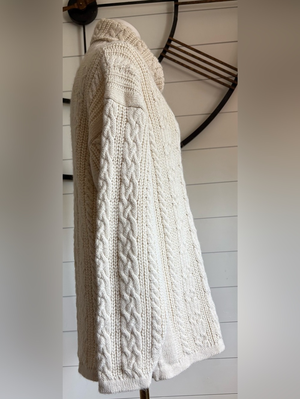 Deirdre McQuire Alpaca Cable Knit Turtleneck Sweater - Color Cream - Handmade - Picture 4 of 12